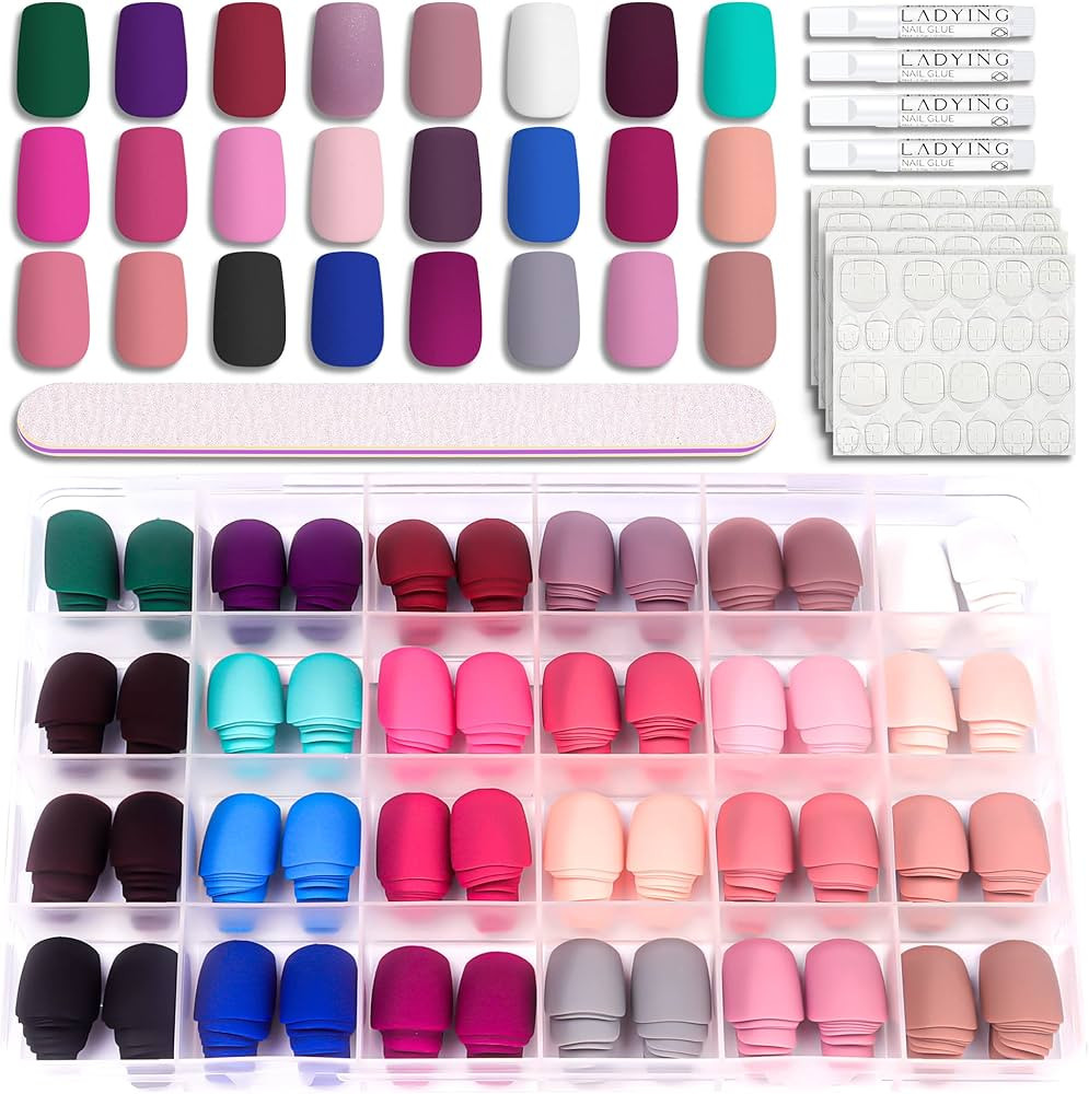 Press On Nails - LADYING 576 Pcs Square Fake Nails with Nail Glue, Matte Nails Full Cover Acrylic... | Amazon (CA)