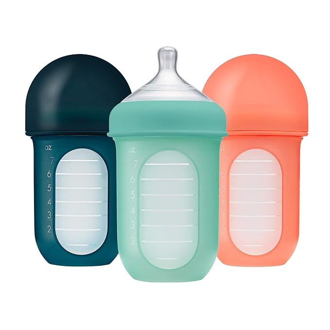 Boon, NURSH Reusable Silicone Pouch Bottle, Air-Free Feeding, 8 Ounce with Stage 2 Medium Flow Ni... | Amazon (US)