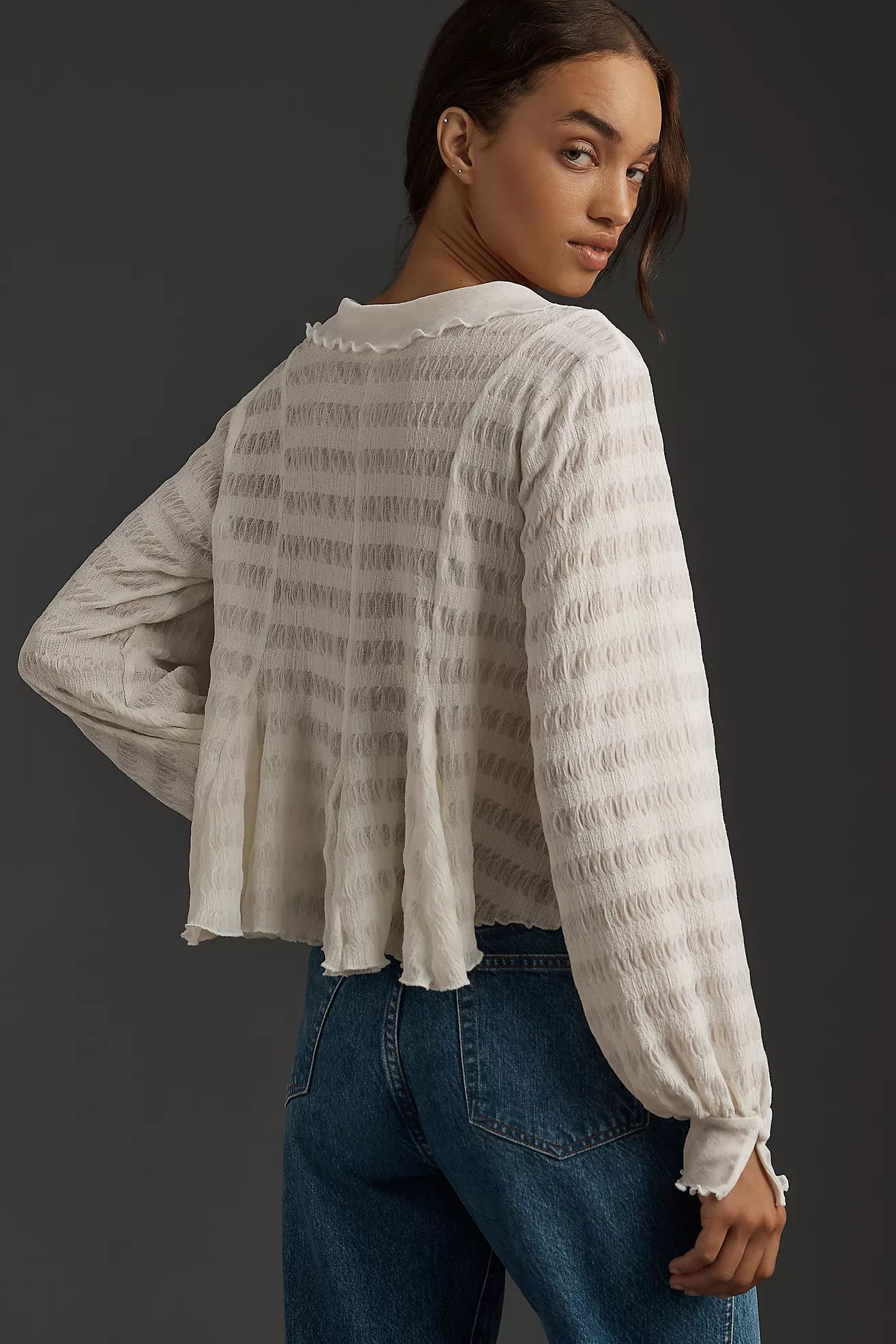 By Anthropologie Long-Sleeve Button-Front Textured Blouse | Anthropologie (US)