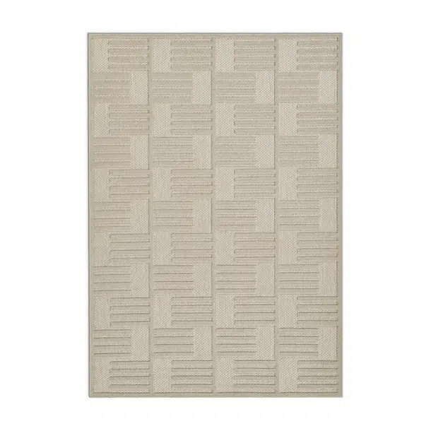 Trilby Geometric Machine Woven Polypropylene Indoor / Outdoor Area Rug in Beige | Wayfair North America