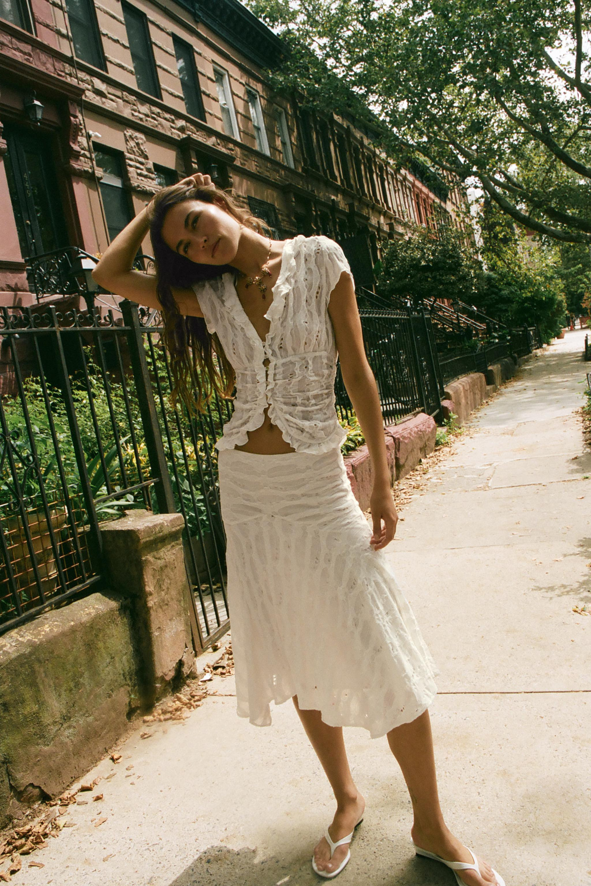 RUFFLED CUTWORK BLOUSE | Zara US
