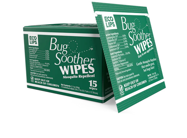 Bug Soother Natural Mosquito Repellent Wipes 15-count | Eco Lips