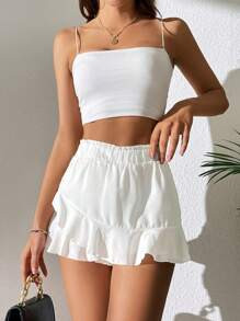 SHEIN PETITE Paperbag Waist Ruffle Trim Skort SKU: sz2303153013699521(100+ Reviews)$9.49$9.02Join... | SHEIN