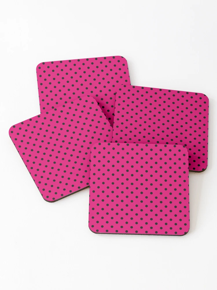 Large Black on Dark Hot Pink Polka Dots Coasters (Set of 4) | Redbubble (US)