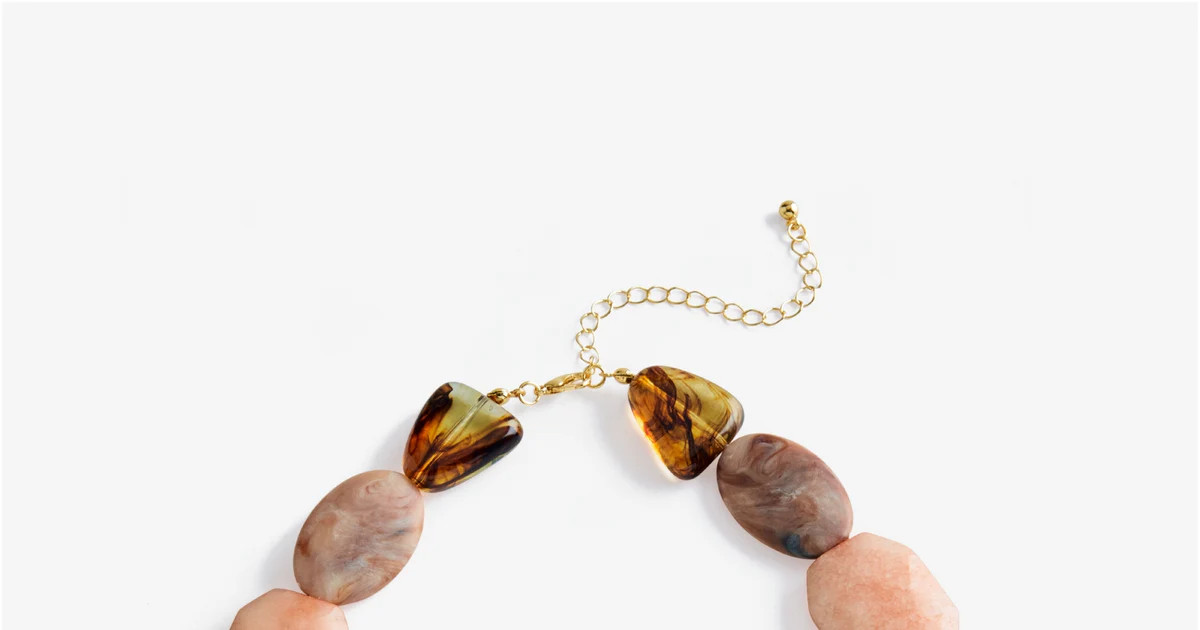 Pink and Natural Multi Stone Necklace - Gold Multi | Boston Proper | Boston Proper