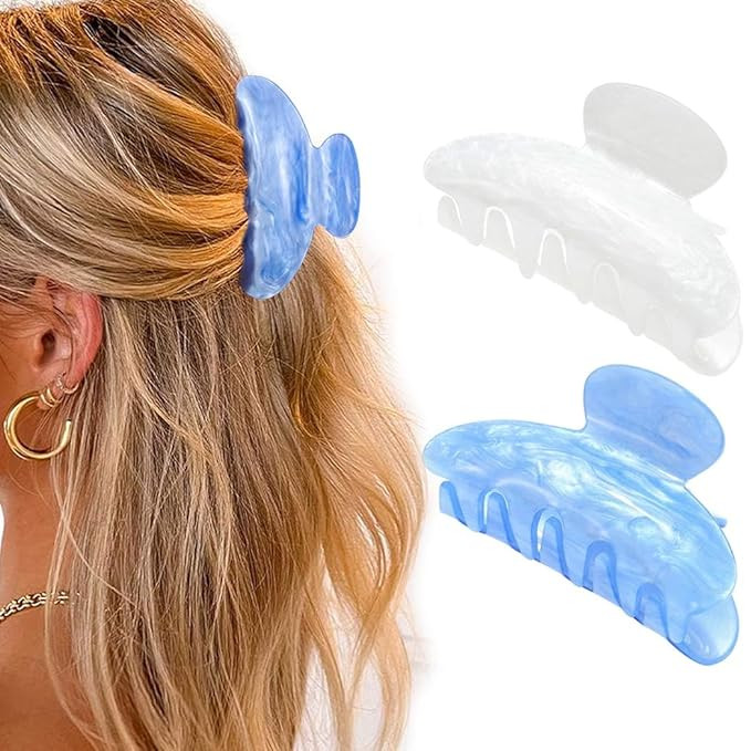 Acrylic Claw Clips Blue Medium Hair Clips Cute Hair Claws Hair Accessories for Women and Girls (P... | Amazon (US)