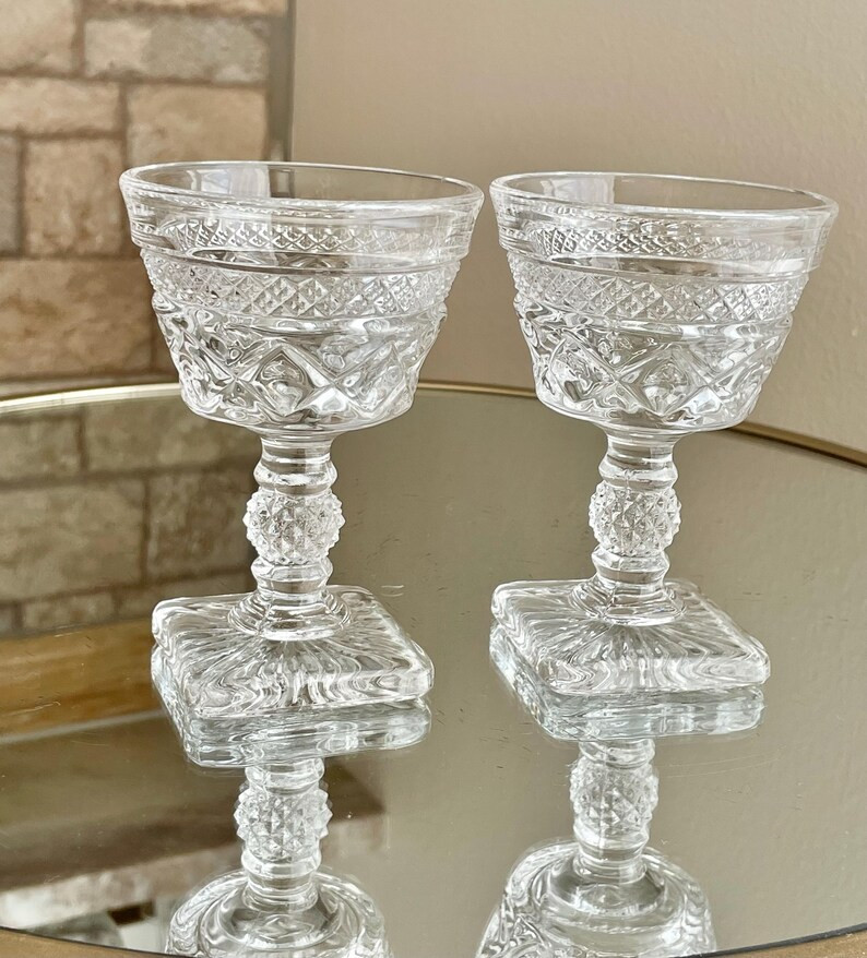 Cape Cod (2) Cordial Wine 4.5” Footed Goblets Sherbet by Imperial Glass Co. Vintage - Etsy | Etsy (US)