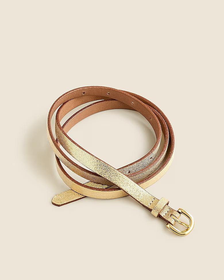 Skinny metallic Italian leather belt | J. Crew US