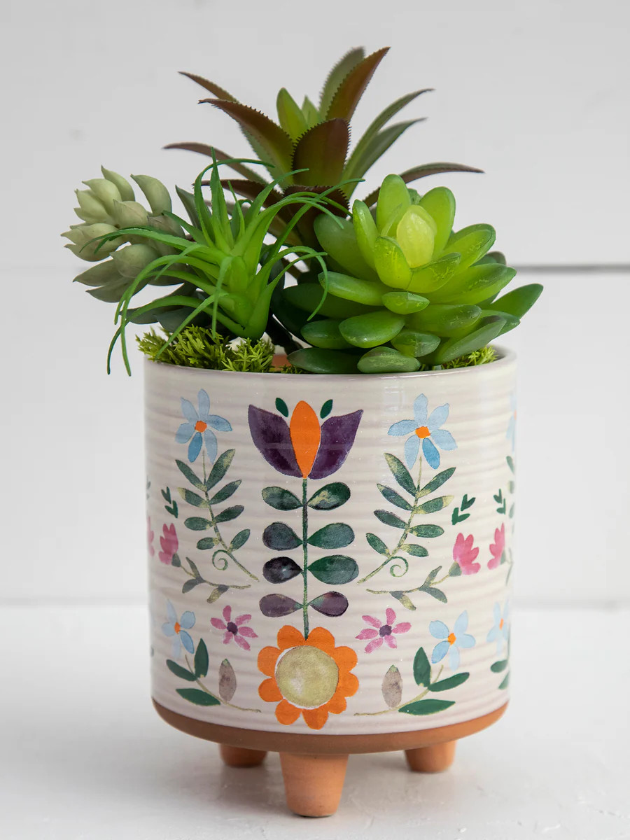 Artisan Terracotta Indoor Planter, Medium - Folk Flower | Natural Life
