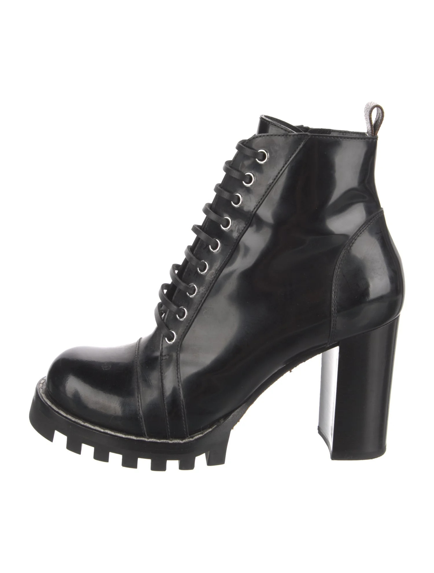 LV Monogram Patent Leather Combat Boots | The RealReal