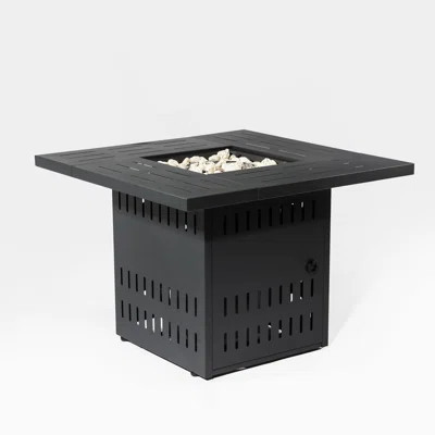 34" Propane Gas Fire Pit Table, 50000 BTU Rectangular Steel Fire Pit For Outside Patio Deck Garden Courtyard- Black | Wayfair North America