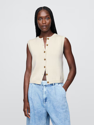 Cropped Cardigan Sweater Vest | Gap | Gap (US)