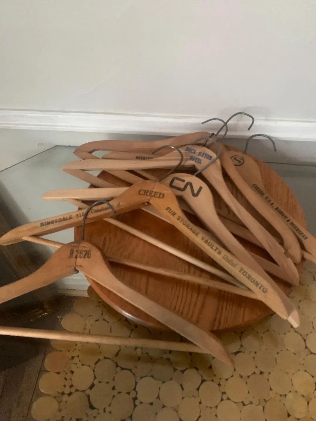 Set of 6 Vintage Hard Wood Top Hangers With Store Names - Etsy | Etsy (US)