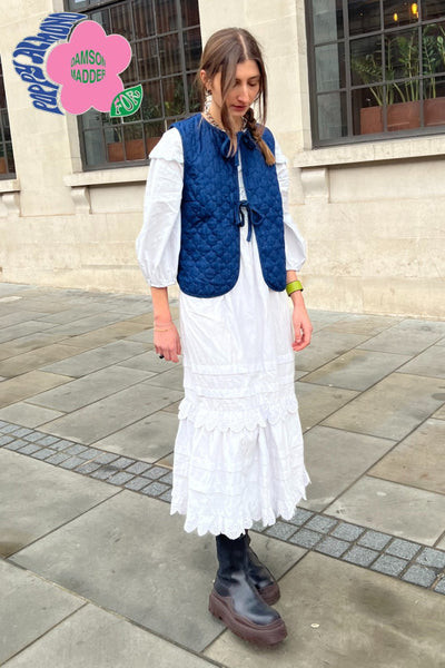 Damson Madder Tilly Quilted Gilet Blue Denim - Trouva | Trouva (Global)