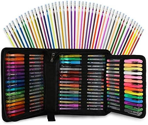 96 Color Artist Gel Pen Set, includes 24 Glitter Gel Pens 12 Metallic, 6 Pastel,6 Neon, plus 48 M... | Amazon (US)