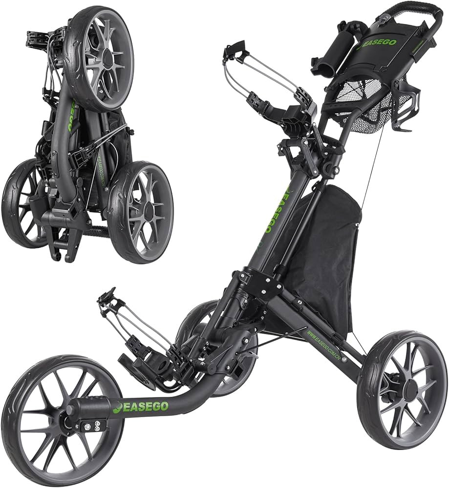 Golf Push Cart 3 Wheel : Golf Bag Cart Foldable with Phone Holder/Cup/Umbrella Holder Compact Gol... | Amazon (US)