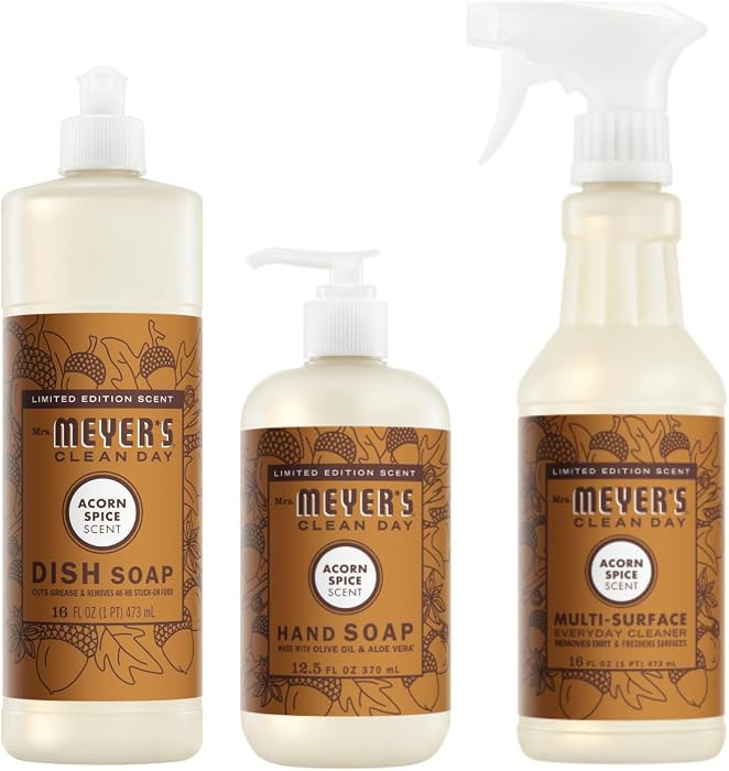 Mrs. MEYER'S Acorn Spice Kitchen Set Variation, Includes, 1 Hand Soap, 1 Dish Soap, and 1 Multi S... | Amazon (US)
