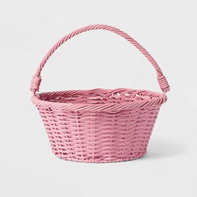 12" Willow Plastic Wicker Easter Basket Pink - Spritz™ | Target