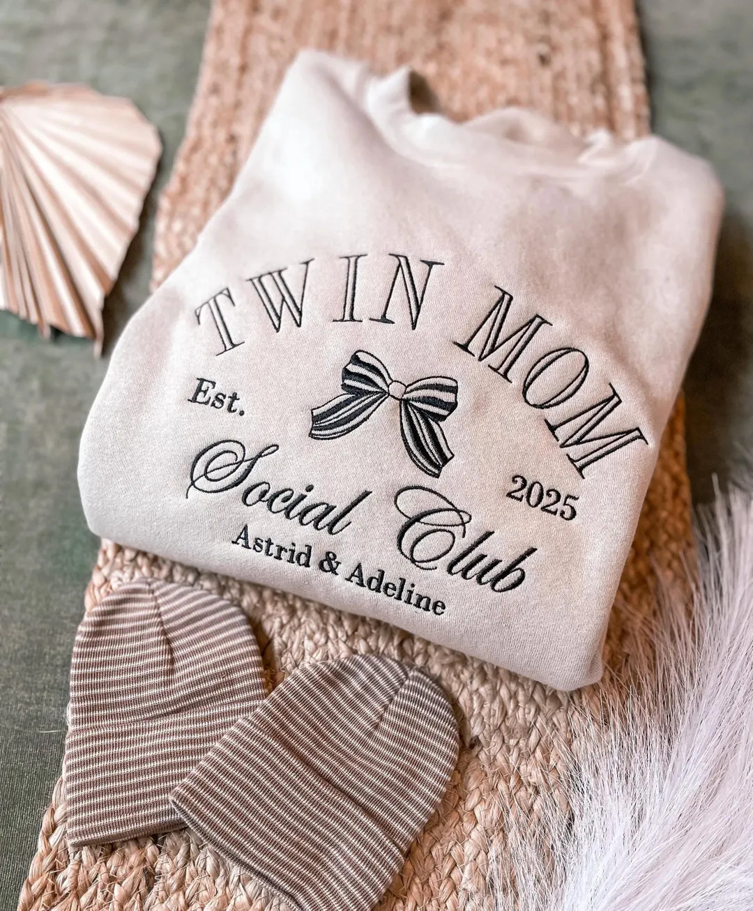 Twin Mom Embroidered Sweatshirt, Custom Twin Mama, Expecting Twin Mom Gift, Personalized Baby Sho... | Etsy (US)