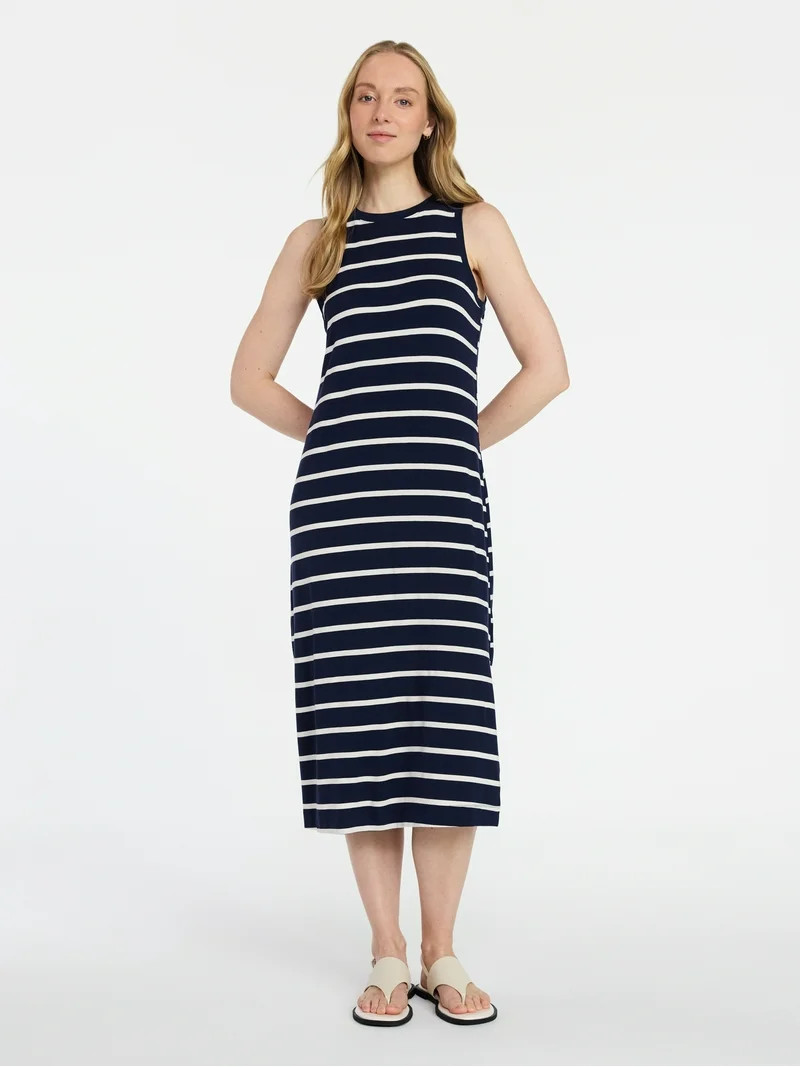 Time and Tru Women's Sleeveless Midi Column Dress, Sizes XS-XXXL | Walmart (US)