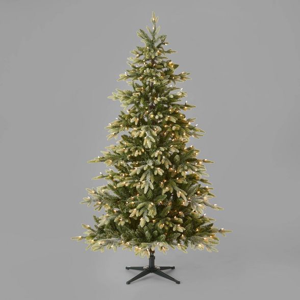 6.5ft Pre-Lit Flocked Glittered Balsam Fir Artificial Christmas Tree Clear Lights - Wondershop™ | Target