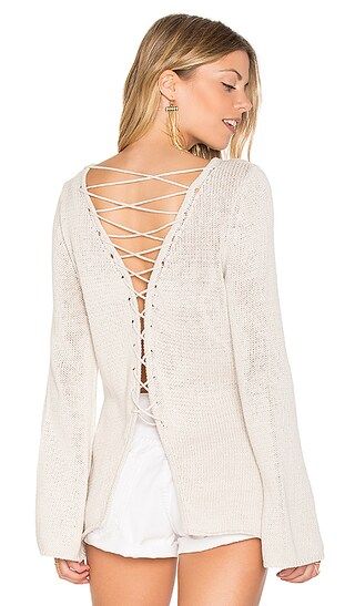 Central Park West Galveston Cross Back Sweater in Stone | Revolve Clothing
