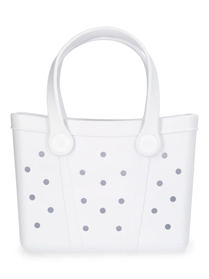 Time and Tru Women's Lightweight Mini Beach Tote Bag, White | Walmart (US)