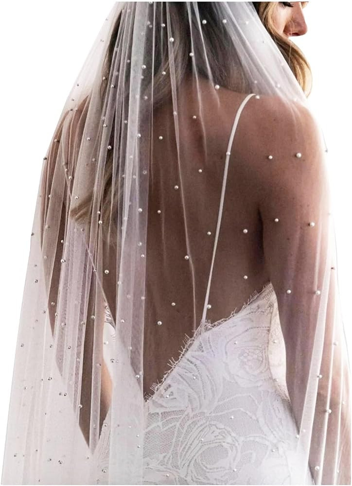 1 Tier Pearl Wedding Bridal Veil With Metal Comb F55 | Amazon (US)