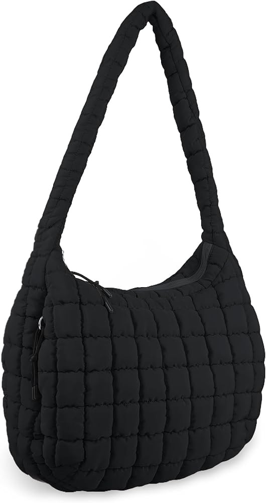 Quilted Puffer Tote Bag Large Crossbody Shoulder Bag with Zipper, Nylon Bubble Hobo Handbag Carry... | Amazon (US)