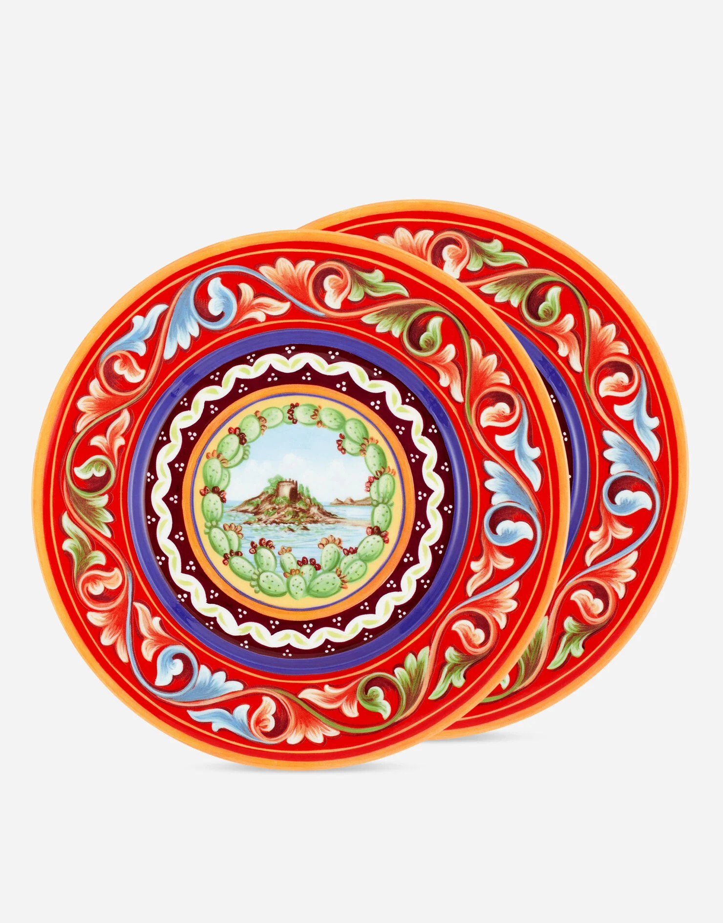 Set 2 Dinner Plates in Fine Porcelain | Dolce & Gabbana US