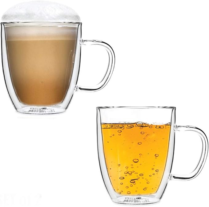 Tealyra - SIRIUS 16-ounce - Set of 2 - Large Double Wall Glass Mug With Handle - Heatproof Insula... | Amazon (US)