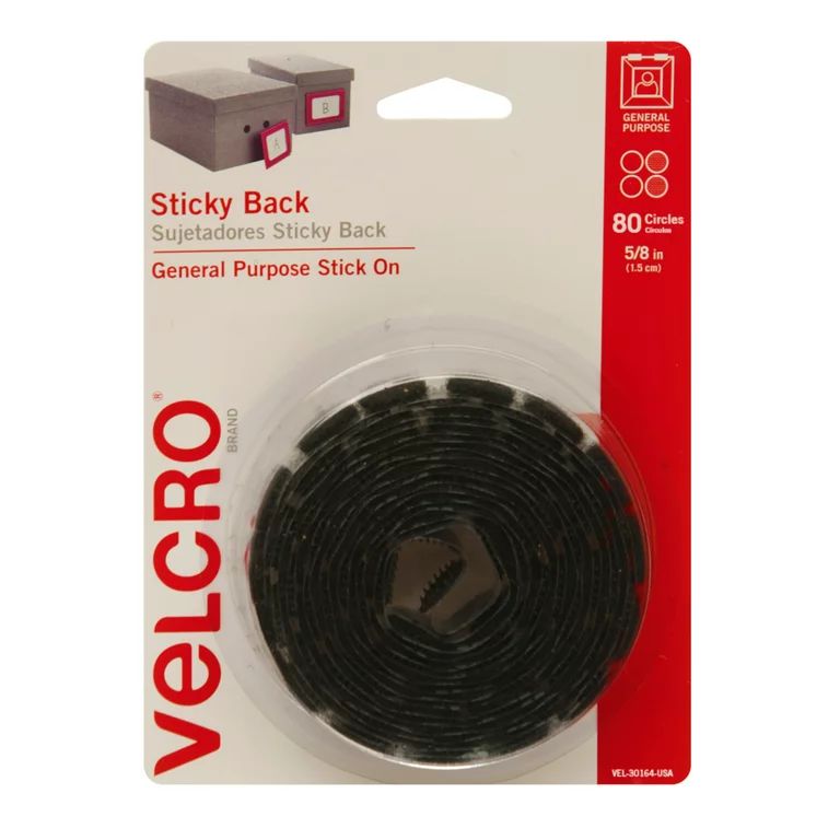 VELCRO Brand Sticky Back Hook and Loop Fasteners, Home or Office 5/8" Circles Black Coins 80 Pack... | Walmart (US)