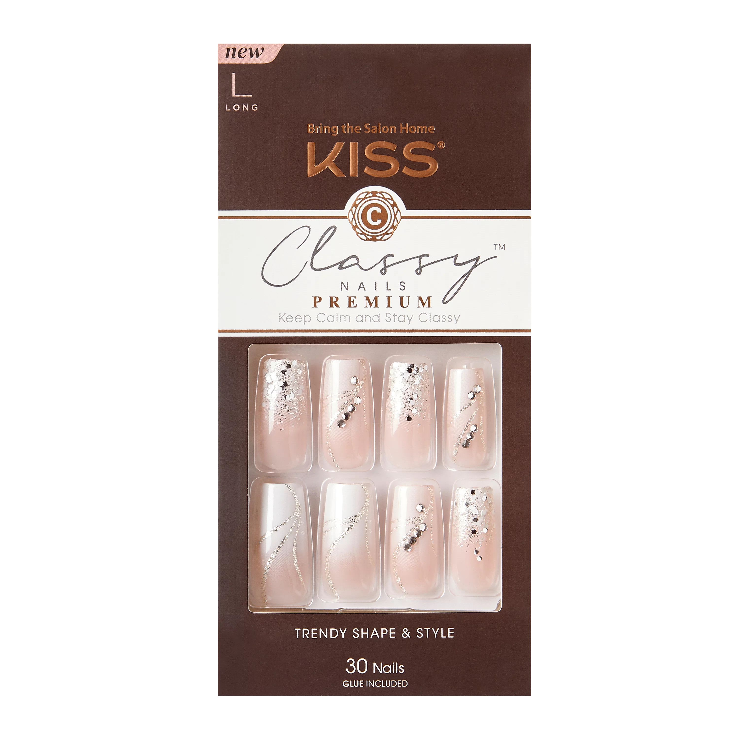 KISS Classy Premium Fake Nails, Stunning!, 30 Count | Walmart (US)