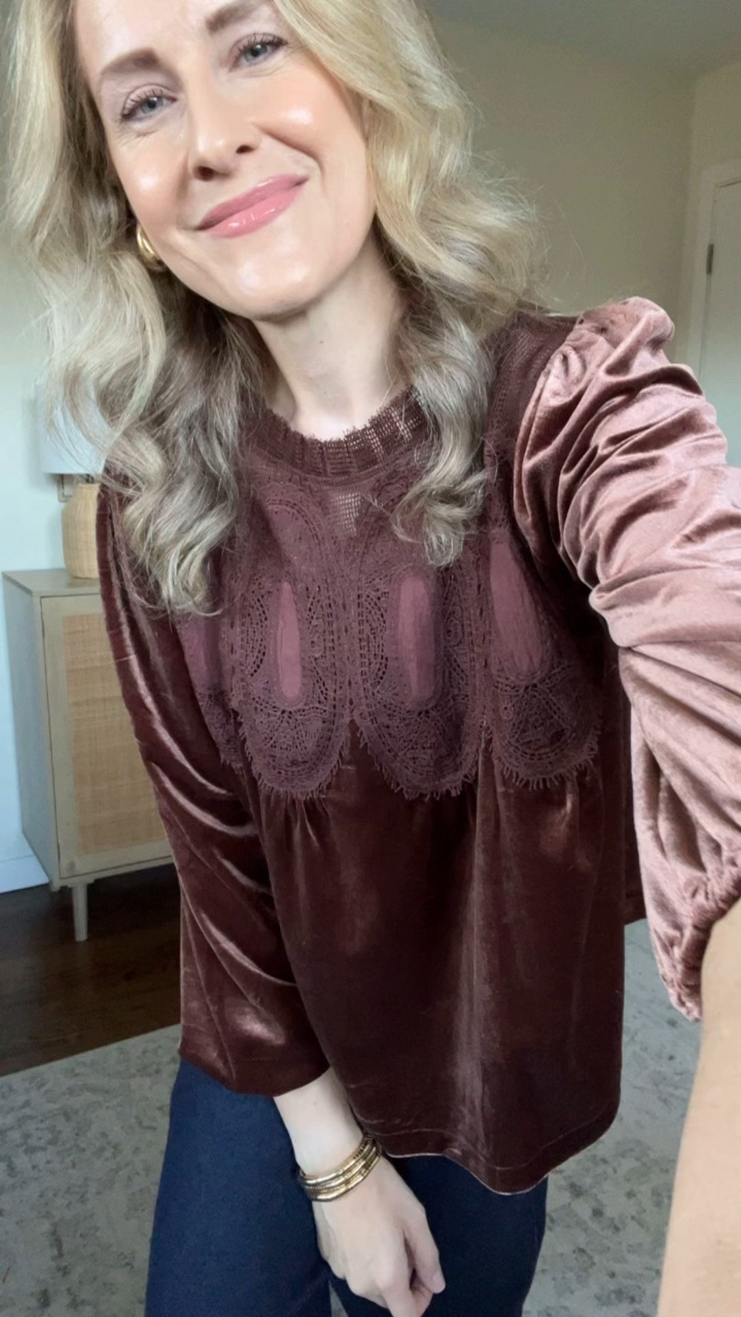 This is the prettiest Amazon top to wear for Thanksgiving, holiday parties, all the special occasions! I’m wearing a small. #amazonfashion free people look for less lookalike 

#LTKFindsUnder50 #LTKHoliday #LTKFindsUnder100