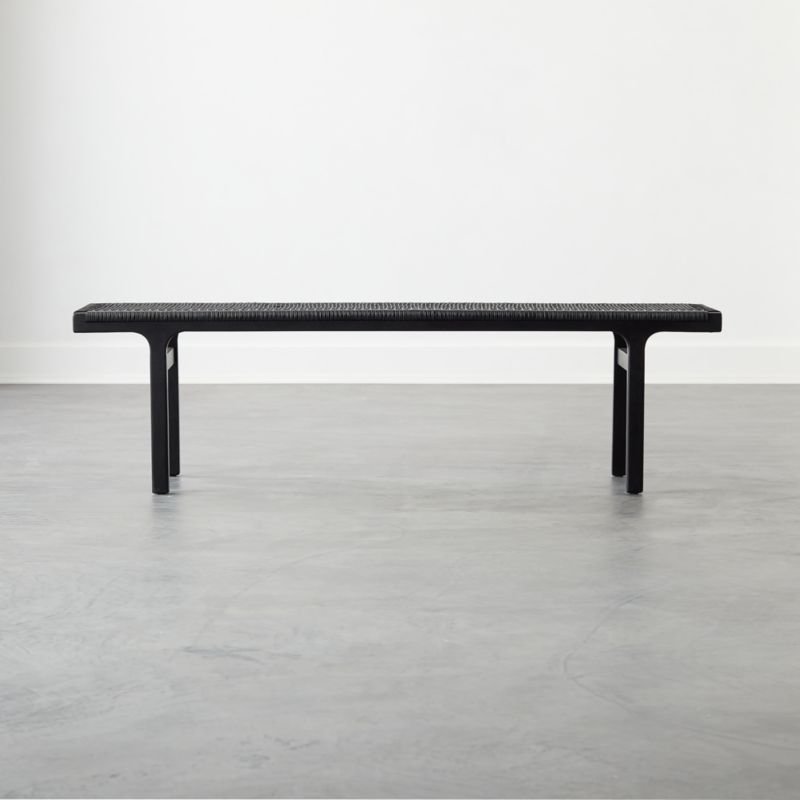 Large Black Leather Woven Bench + Reviews | CB2 | CB2