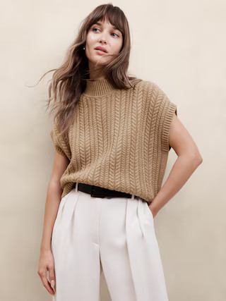 Cable Mock-Neck Sweater Vest | Banana Republic Factory