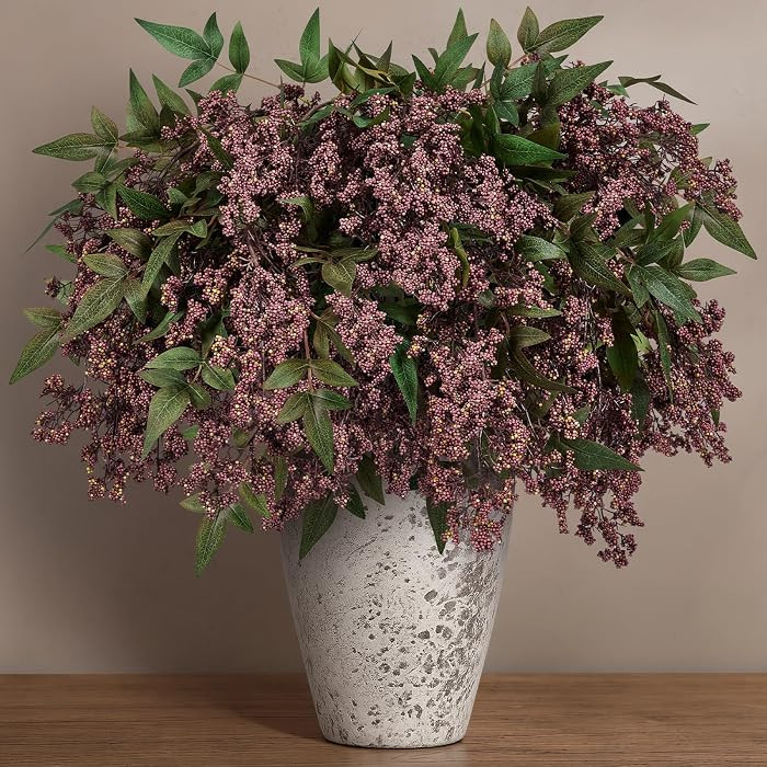 4Pcs 34in Purple Nandina Berry Stems for Vase, Full & Dense Branches | Amazon (US)