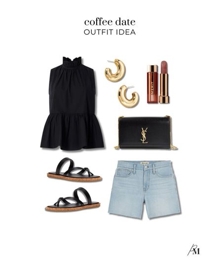 Coffee date outfit idea. This peplum tank is gorgeous! Pair it with classic denim shirts and a strappy sandal for an elevated summer look. 

#LTKBeauty #LTKStyleTip #LTKSeasonal