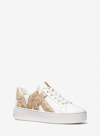 Poppy Logo and Faux Leather Sneaker | Michael Kors US