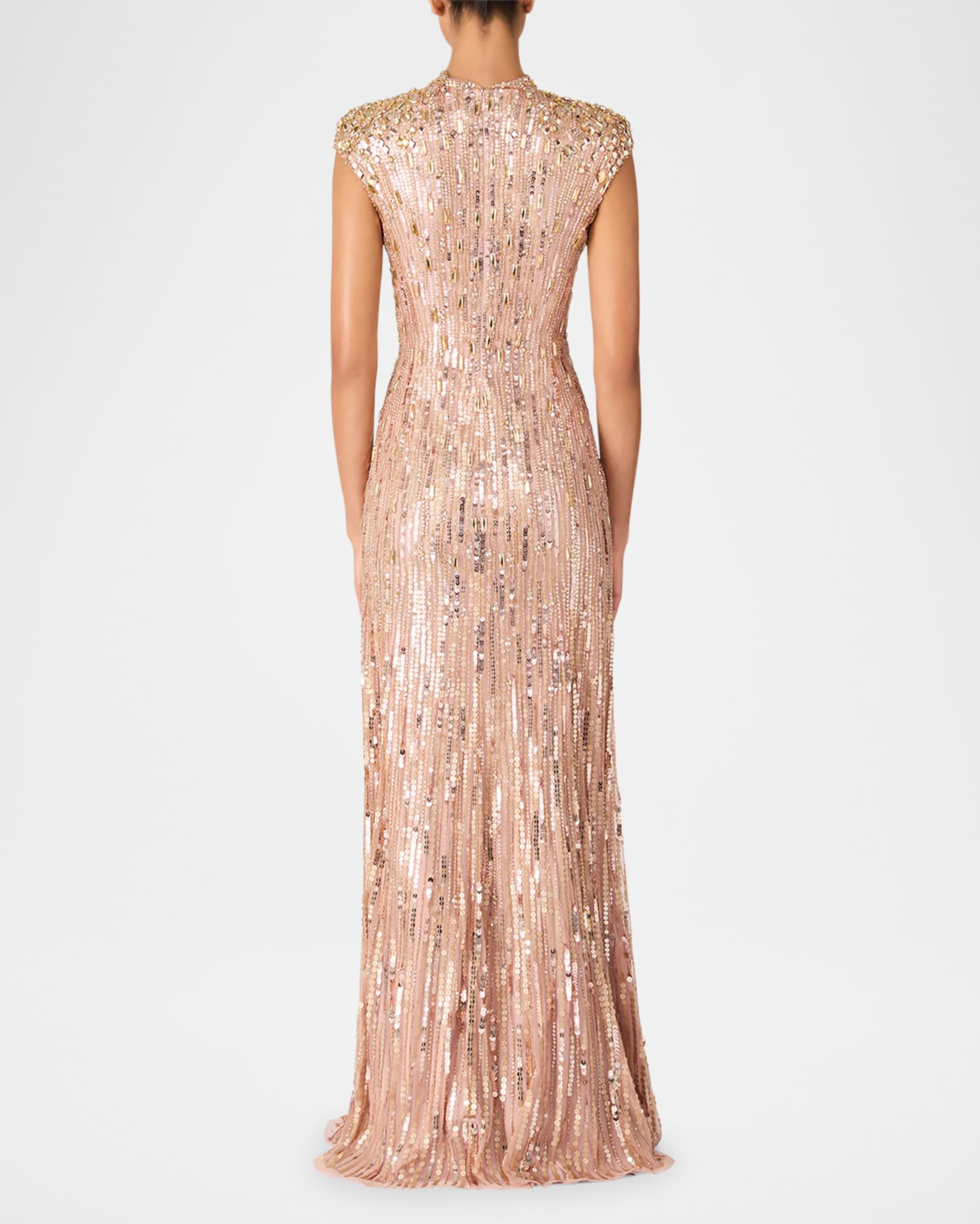 Ernest Crystal Sequined Cap-Sleeve Gown | Neiman Marcus
