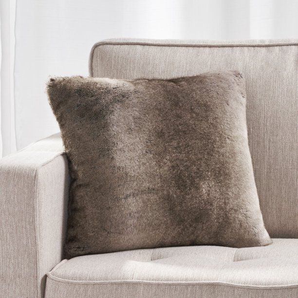 Noble House Elise Modern Glam Faux Fur Throw Pillow, Gray Taupe - Walmart.com | Walmart (US)