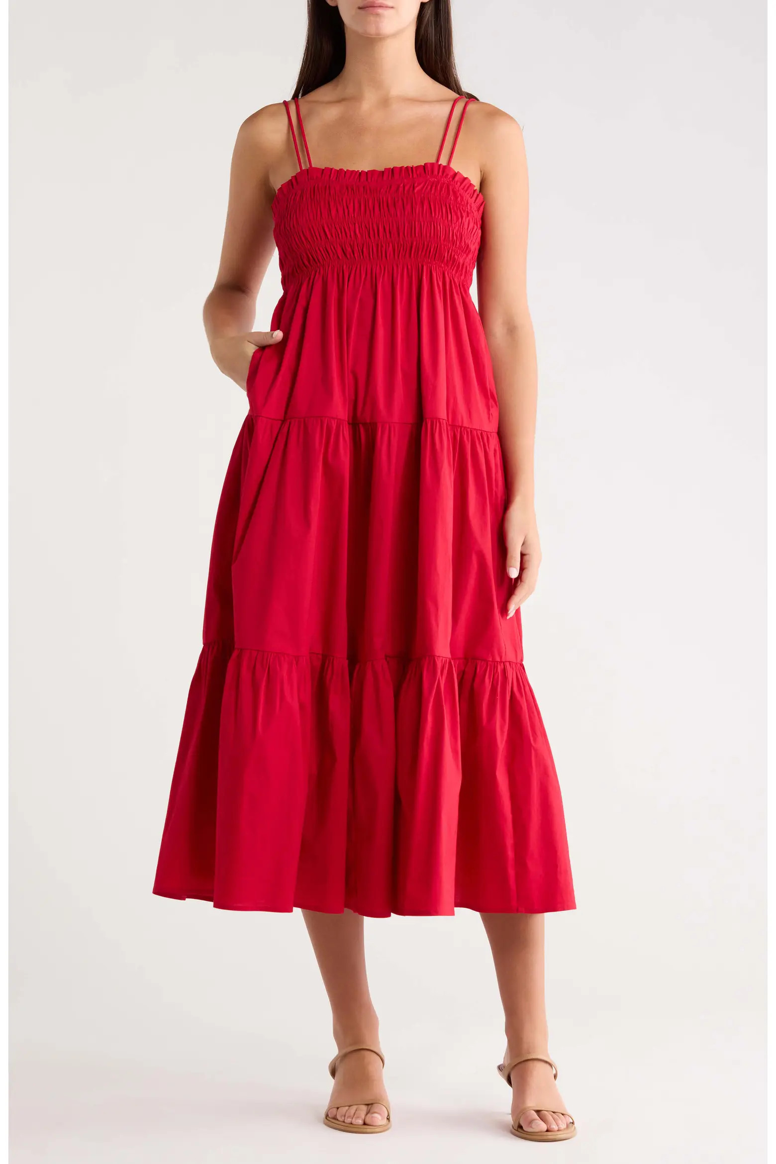 Gennie Smocked Tiered Cotton Midi Dress (Women) | Nordstrom | Nordstrom