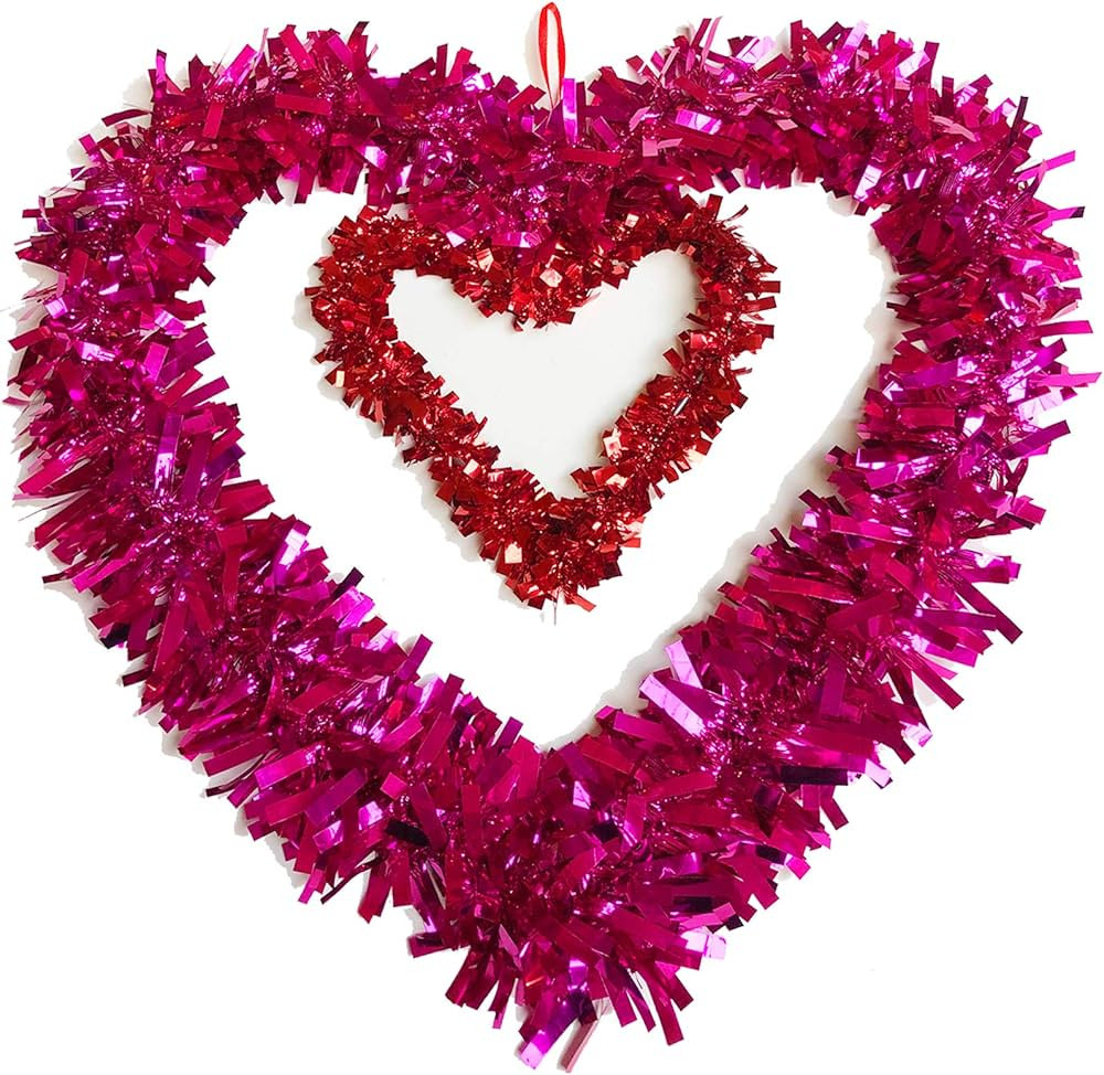 Hemmet Valentines Day Wreaths for Front Door12 x 14 Inch The Home Decor Pink Heart Wreath Wall Ha... | Amazon (US)
