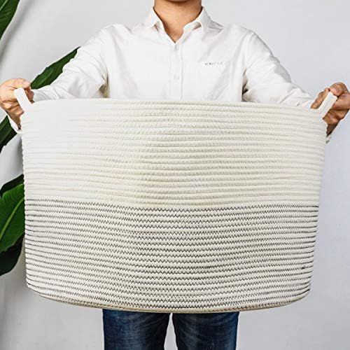 INDRESSME XXXLarge Cotton Rope Basket 21.7" x 21.7" x 13.8" Woven Baby Laundry Basket for Blanket... | Amazon (US)
