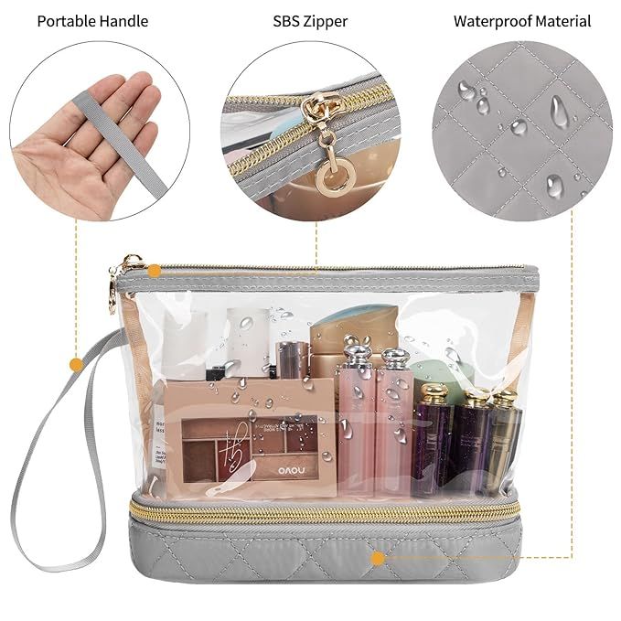 Ethereal Clear Makeup Bag, TSA Approved Toiletry Bag Nylon Green Travel Makeup Bag Large Capacity... | Amazon (US)