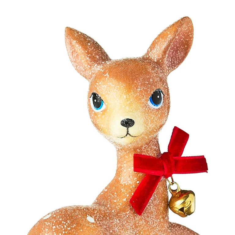 Sitting Deer with Bell Christmas Tabletop Decoration, Brown, 4.33", by Holiday Time | Walmart (US)