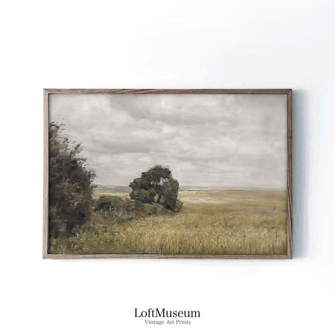 Vintage Landscape Painting Country Meadow Wall Decor - Etsy | Etsy (US)