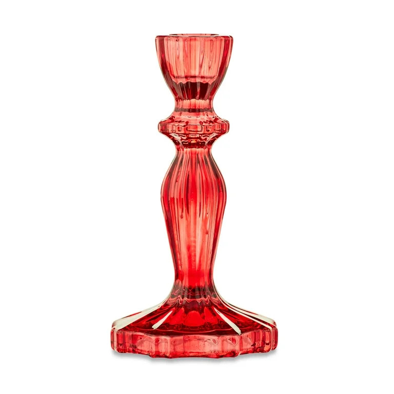 Bridgerton Glass Taper Holder, Red | Walmart (US)
