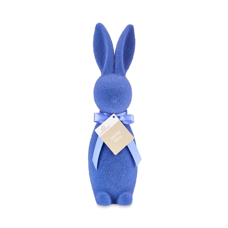 Way to Celebrate Easter Flocked Bunny Decor, Periwinkle Blue, 16" | Walmart (US)