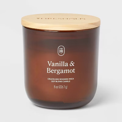 Amber Glass Wooden Wick Vanilla and Bergamot Jar Candle 8oz - Threshold™ | Target